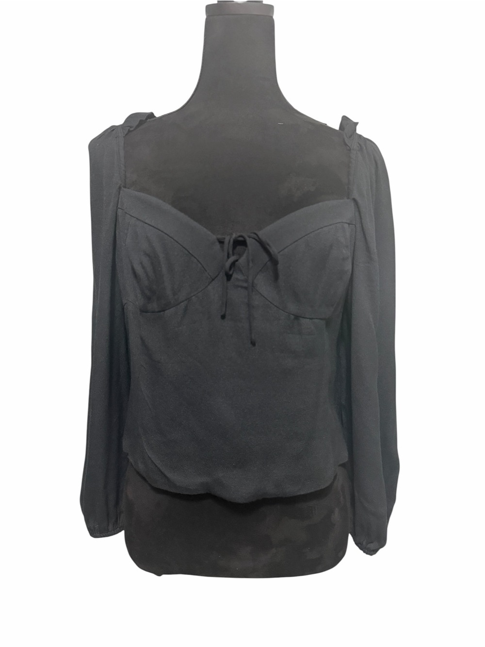 Aritzia Wilfred Novella Puff-sleeve Sweetheart Blouse Black - Picture 2 of 14
